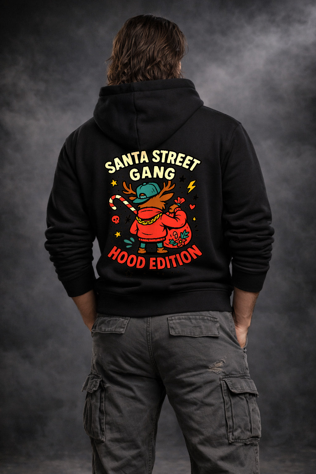 HO HO HOOD - STREET REINDEER GRAPHIC HOODIE