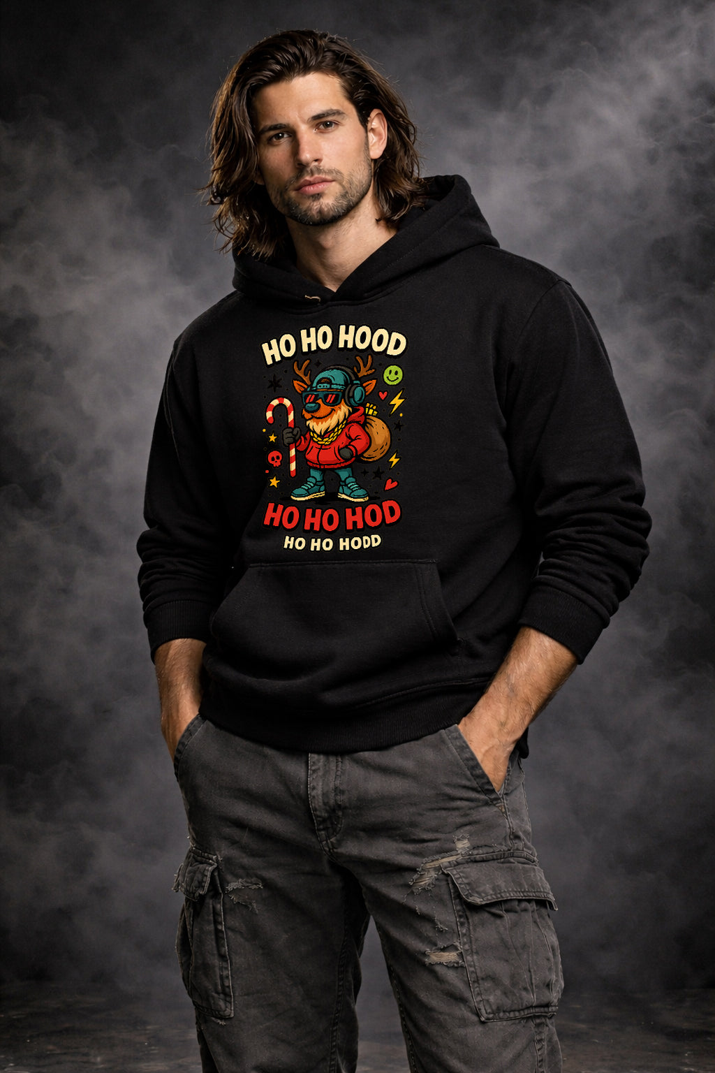 HO HO HOOD - STREET REINDEER GRAPHIC HOODIE
