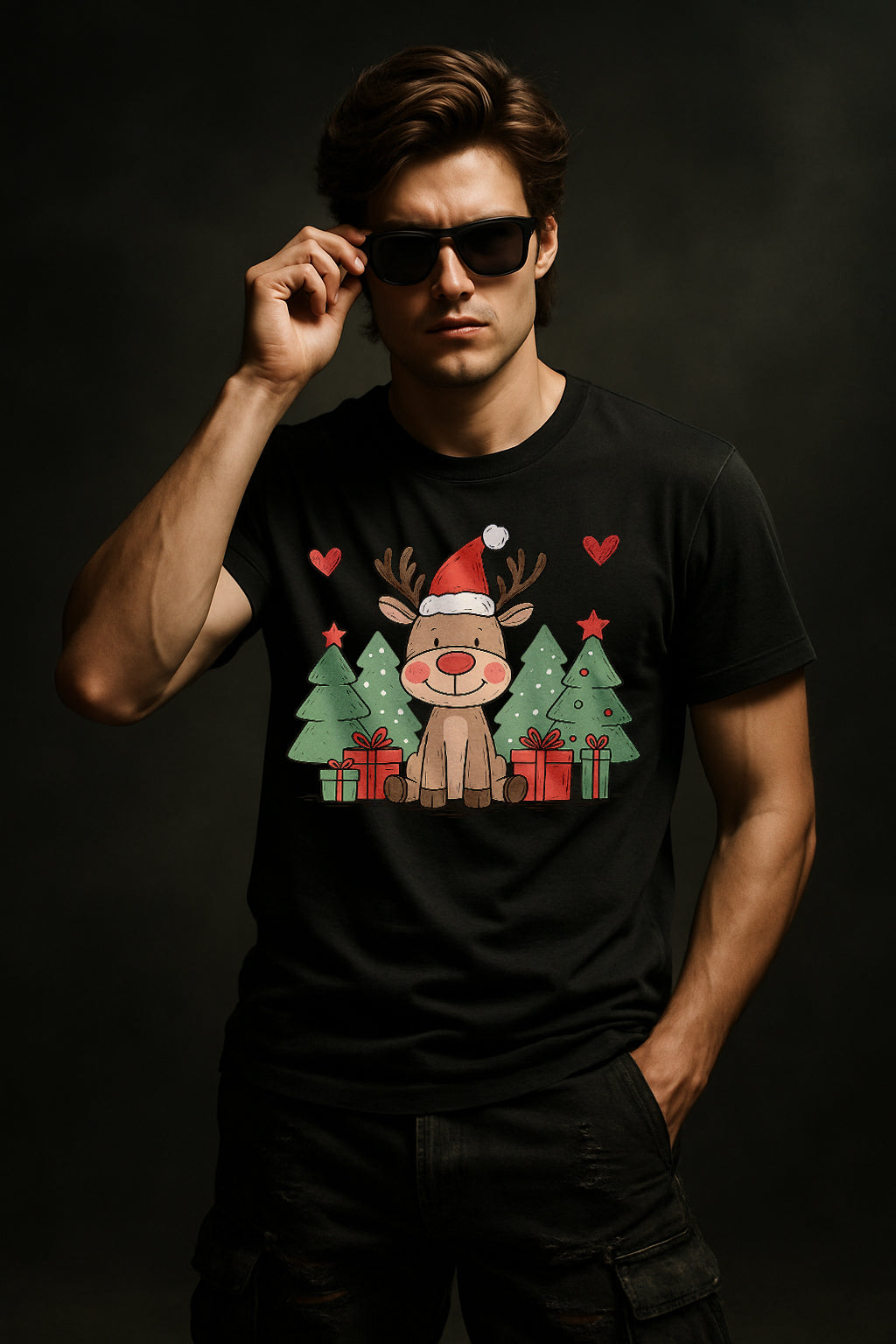 COZY CHRISTMAS - PENGUIN & REINDEER GRAPHIC TEE