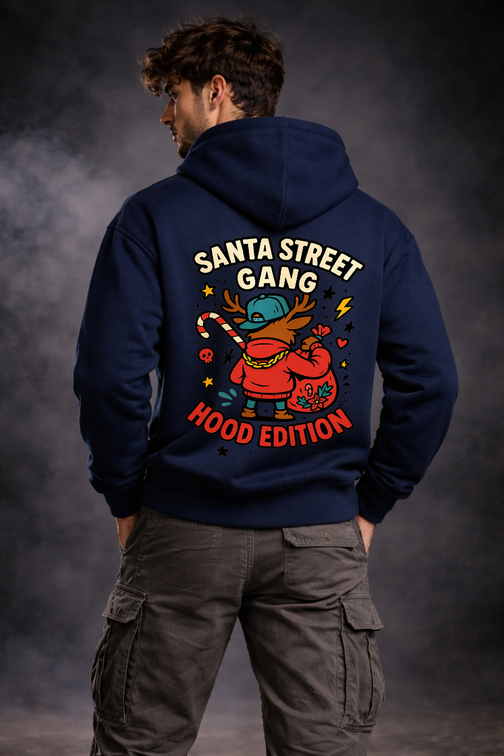 HO HO HOOD - STREET REINDEER GRAPHIC HOODIE