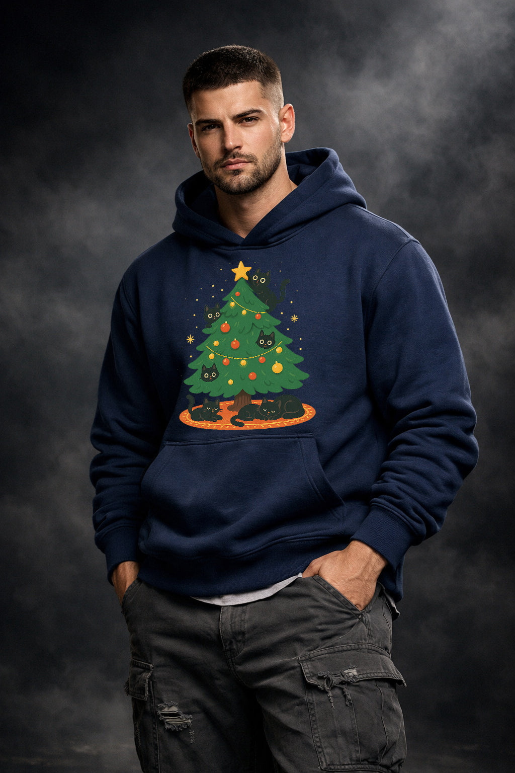 CHRISTMAS CATS - COZY HOLIDAY GRAPHIC HOODIE