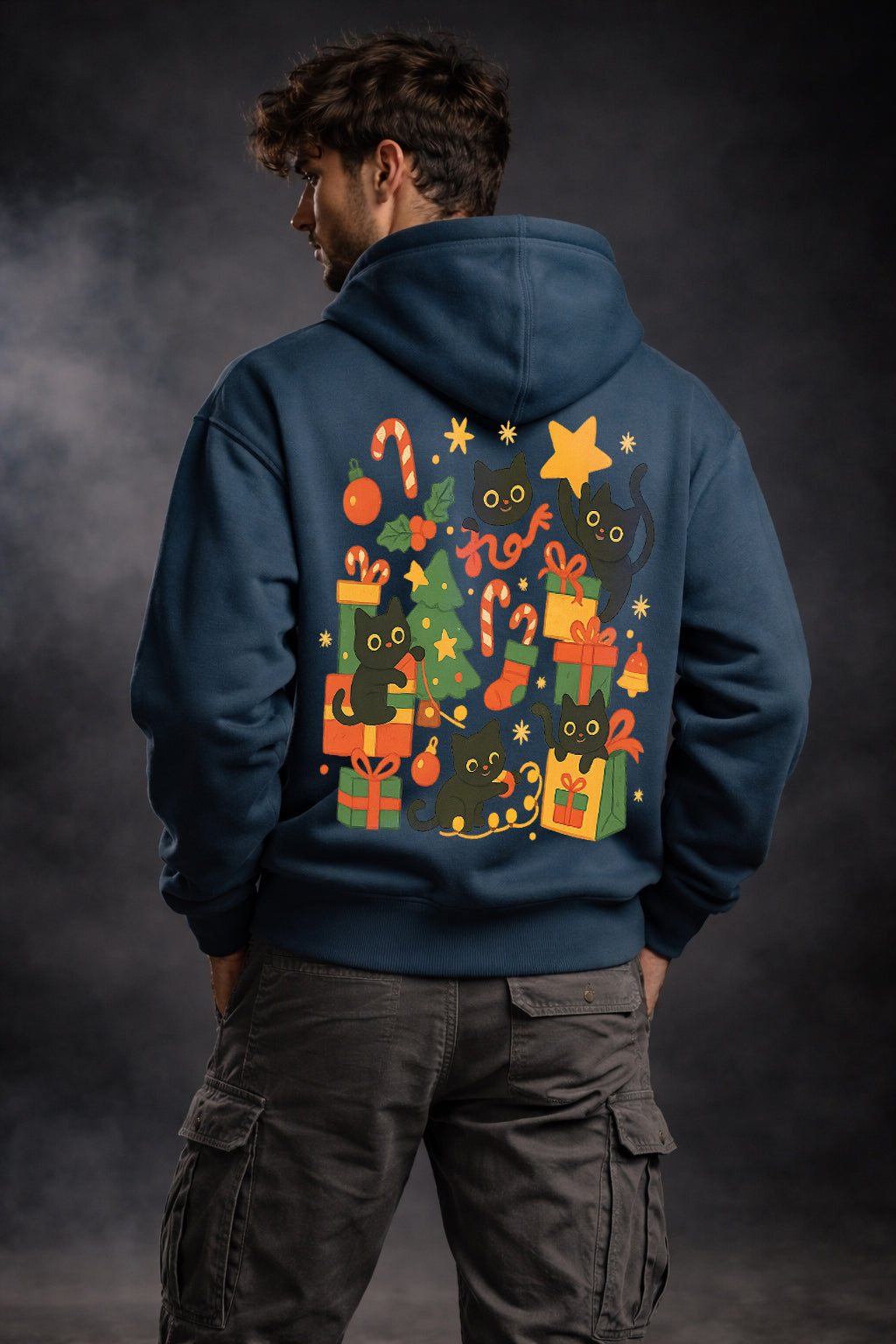 CHRISTMAS CATS - COZY HOLIDAY GRAPHIC HOODIE