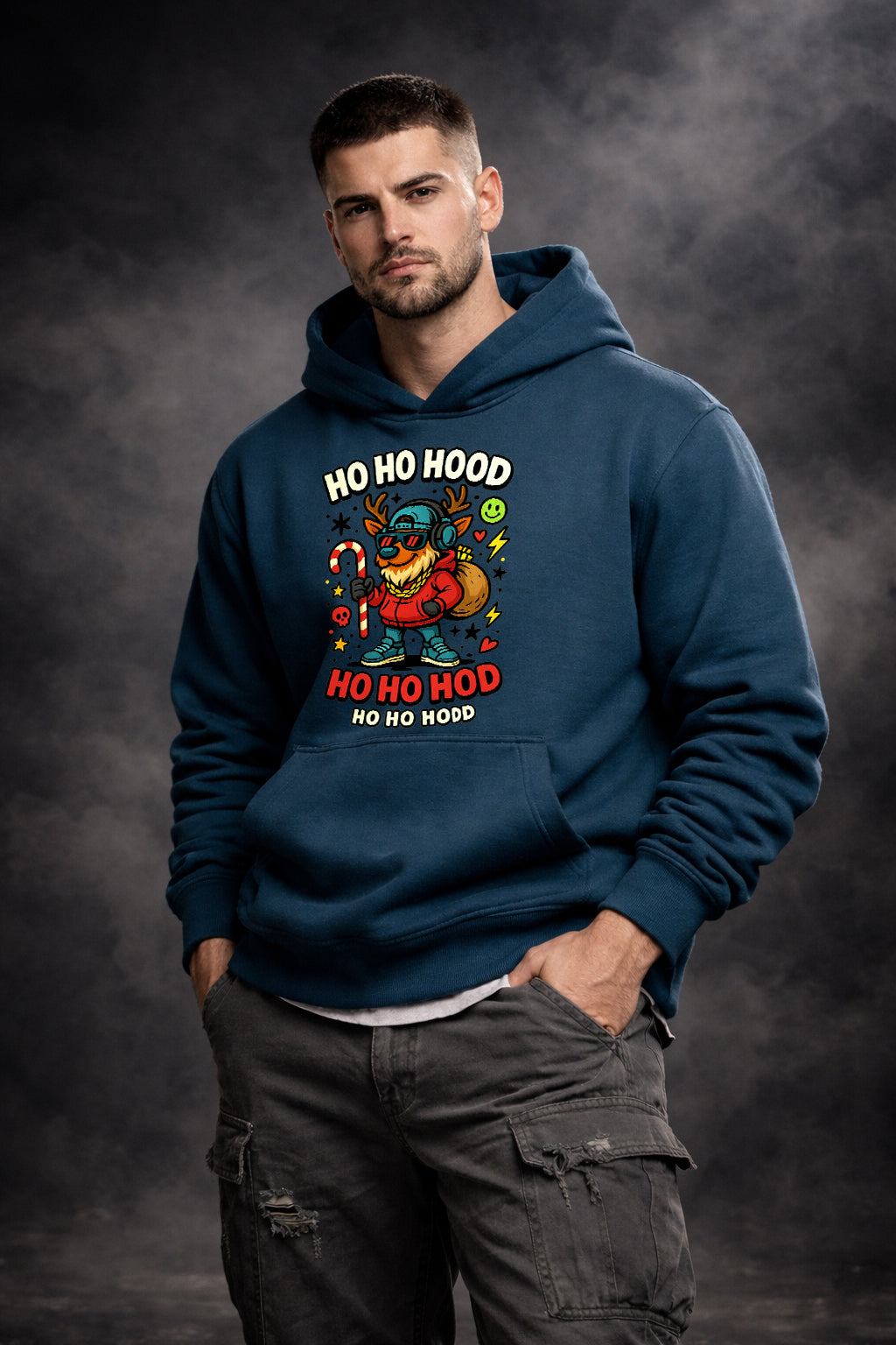 HO HO HOOD - STREET REINDEER GRAPHIC HOODIE