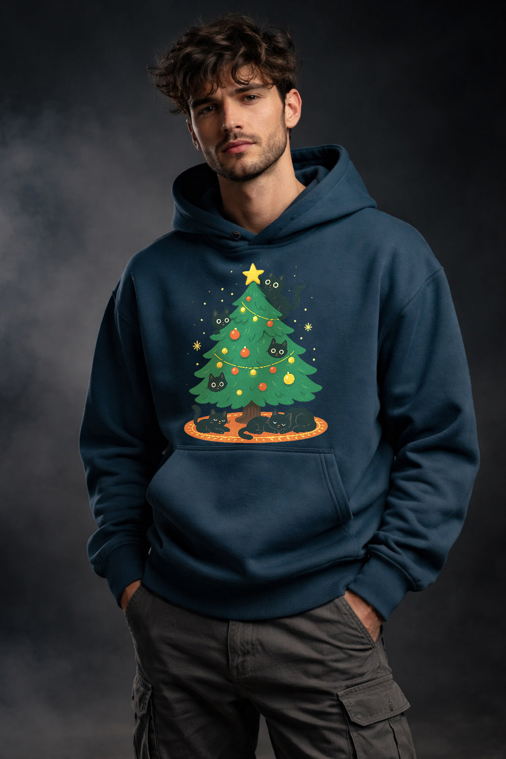 CHRISTMAS CATS - COZY HOLIDAY GRAPHIC HOODIE