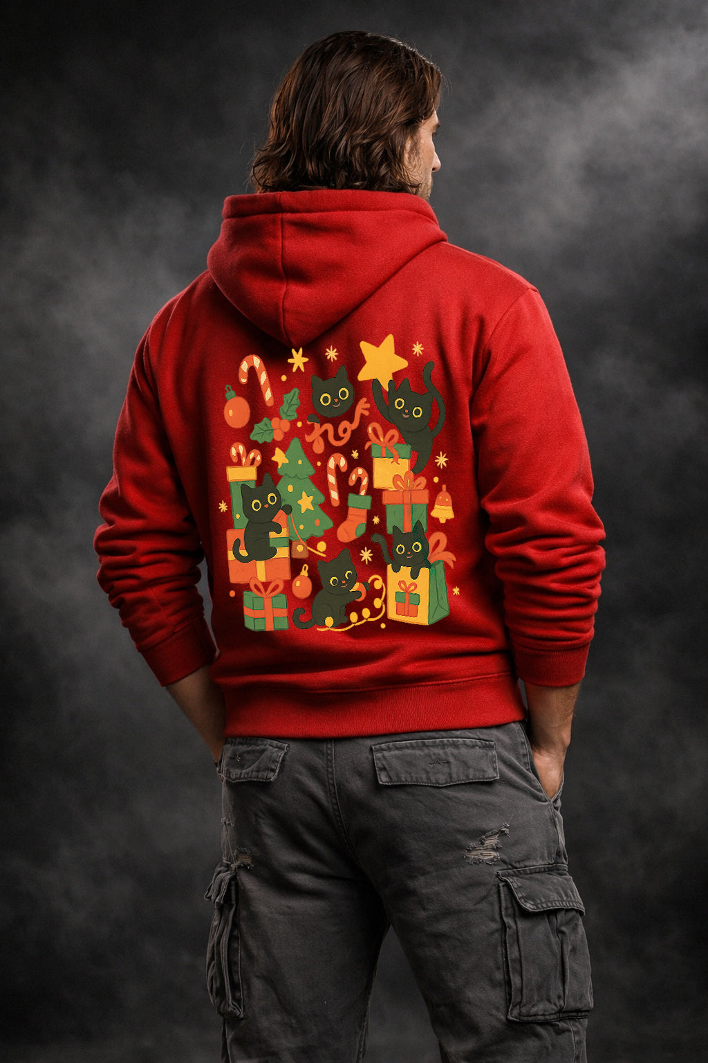 CHRISTMAS CATS - COZY HOLIDAY GRAPHIC HOODIE