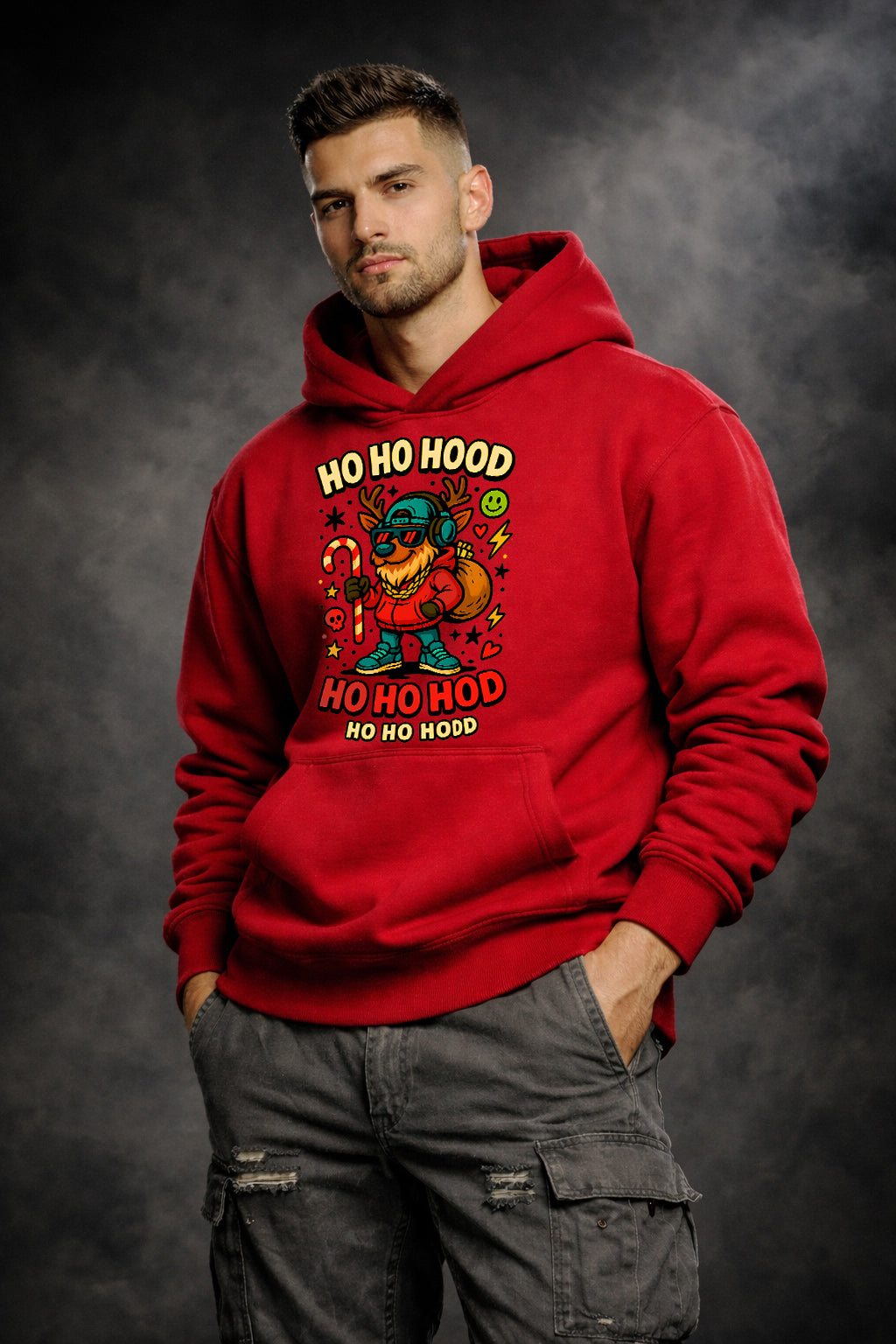 HO HO HOOD - STREET REINDEER GRAPHIC HOODIE