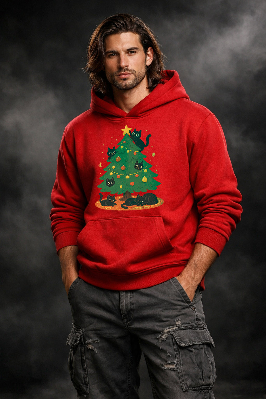 CHRISTMAS CATS - COZY HOLIDAY GRAPHIC HOODIE